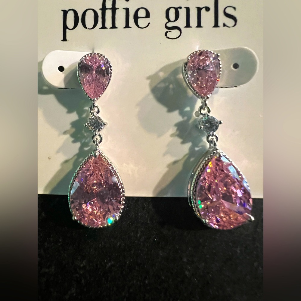 Barbie Pink CZ Double Teardrop Earrings -
Drops